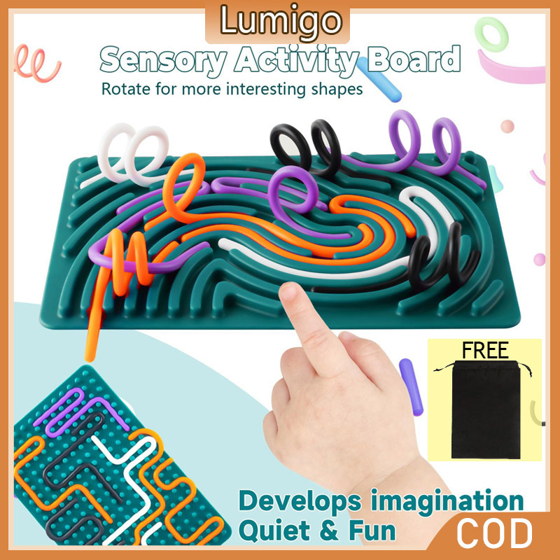 Sensory Activity Board Sensory Play for Kids Relief Fidget Toy Food Grade BPA Free Silicone with Storage Bag 