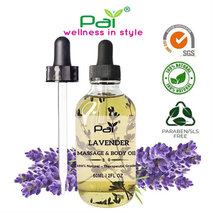 100% Aromatherapy Lavender Massage Body Oil for Face & Body | Relaxing & Moisturizing Essential Oil