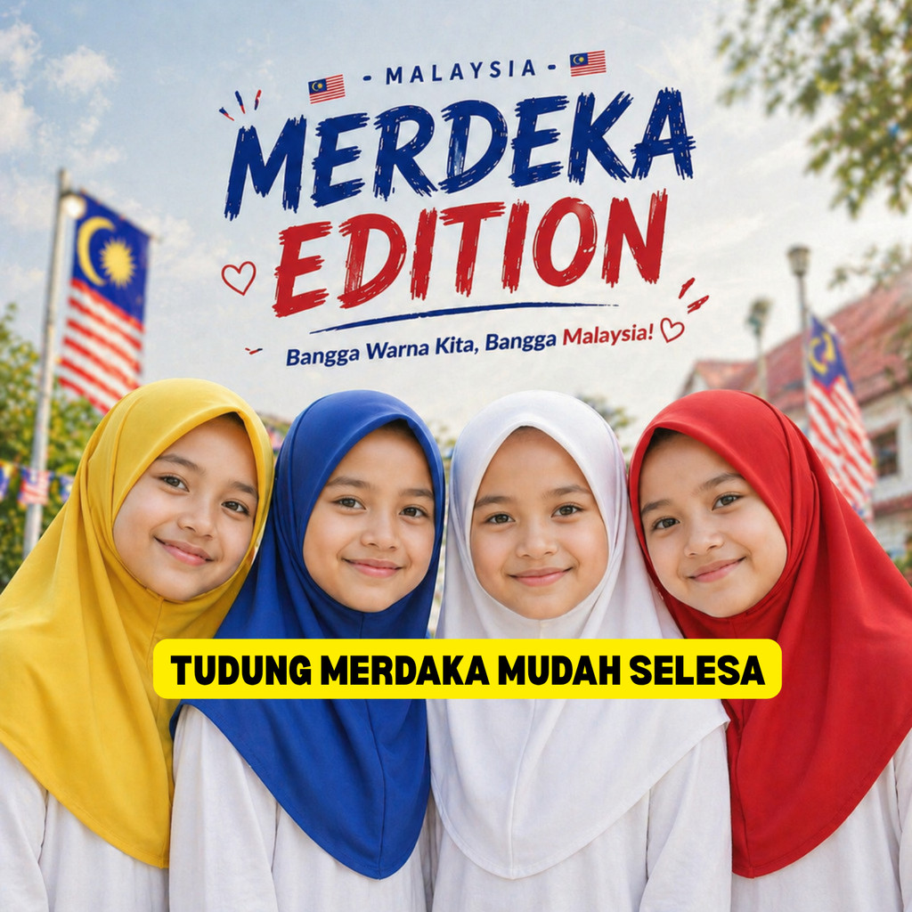 TUDUNG SARUNG BUDAK MERDEKA EDITION KANAK KANAK MALAYSIA COLOUR MERAH CILI BIRU ROYAL KUNING PUTIH
