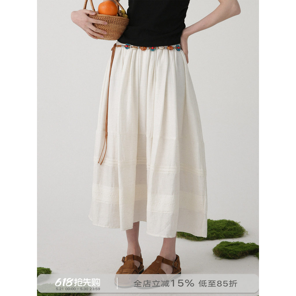 Linen Skirt with Drape A-Line Cut - Ethical Fashion Choice