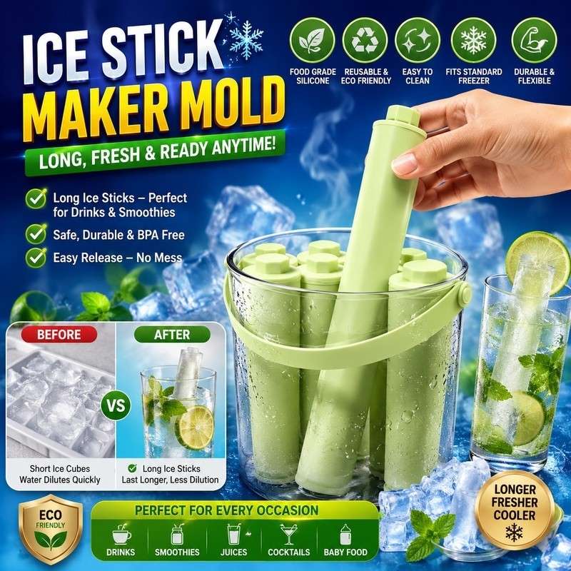 🎈Promosi Hebat🎈Easy Ice Release 🧊【Acuan Ais Panjang Silikon】 Gred Makanan / Pembuat Ais Batang / Dulang Peti Sejuk / Mudah Dikeluarkan / DIY Ais Tiang / Food Grade