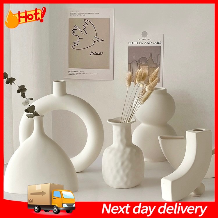 【Ready Stock】Nordic Plastic Flower Vase Minimalist Dried Flower Desk Vase Home Decor