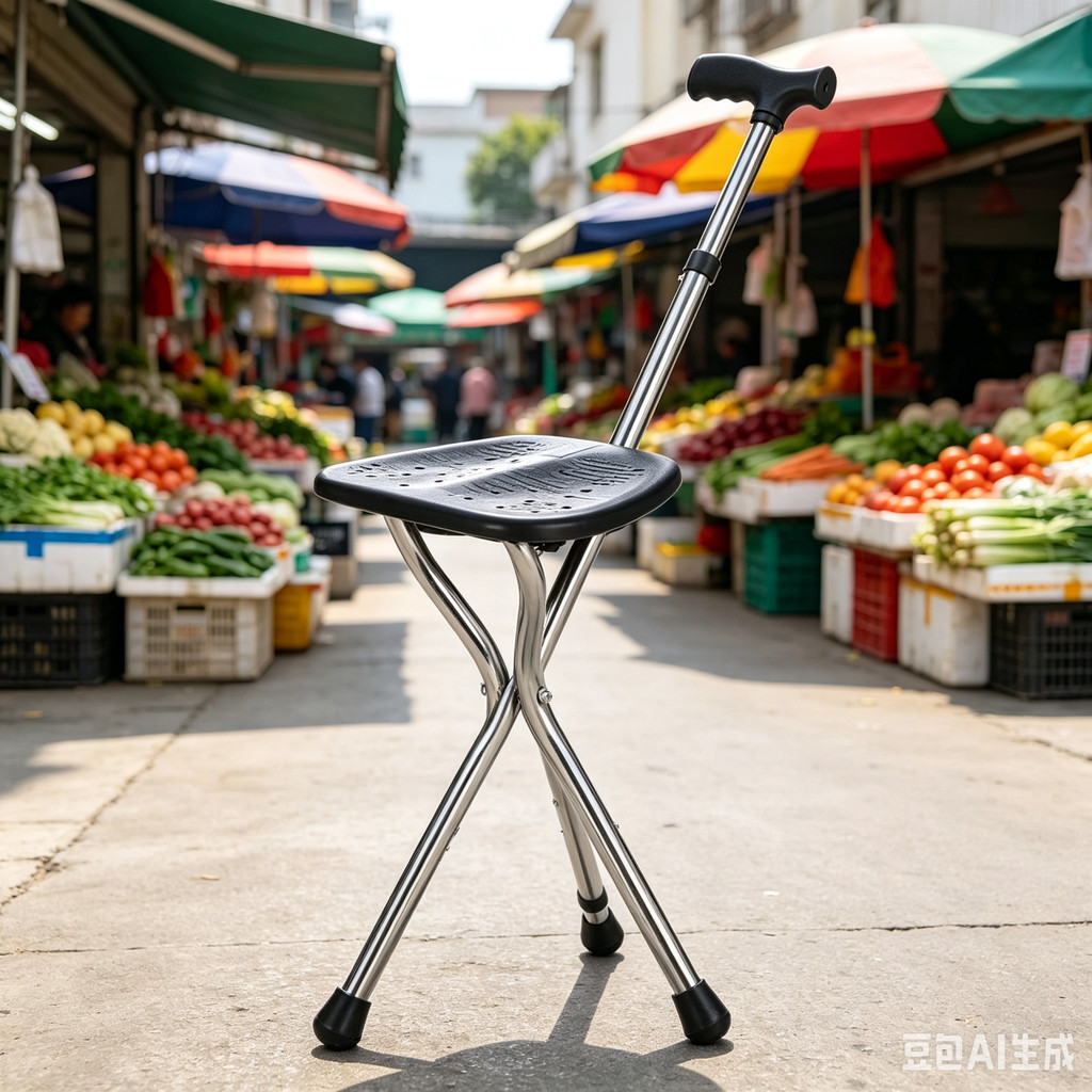 Walking Cane Stool Elderly Anti-slip Folding Walking Cane Chair &------&*&-*-**-、walking aid、tongkat orang tua、tongkat lipat、tongkat 4 kaki、Foldable stick for elderly、 kaki 4、拐杖椅子