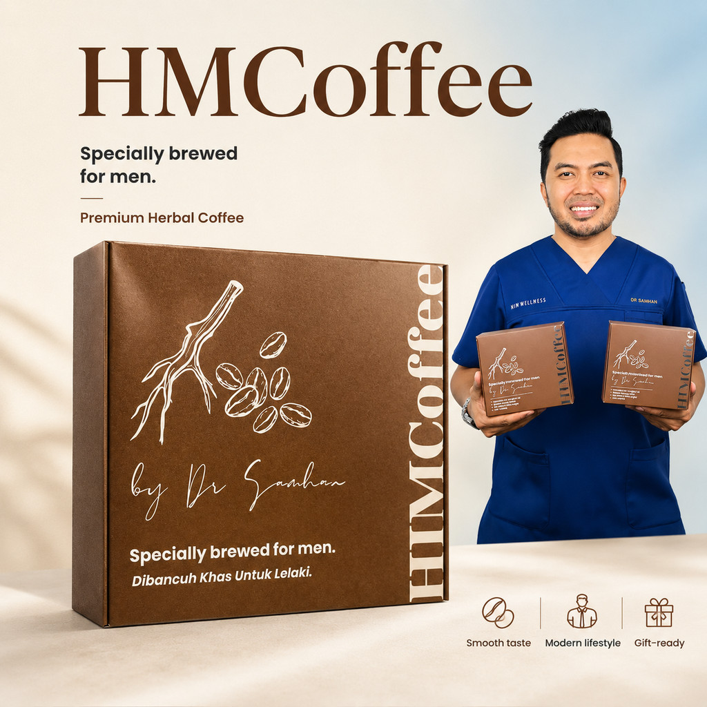 HIMCoffee Dr Samhan Kopi Tongkat Ali 5X Pure 10 Sachets Halal JAKIM Tenaga Lelaki Stevia