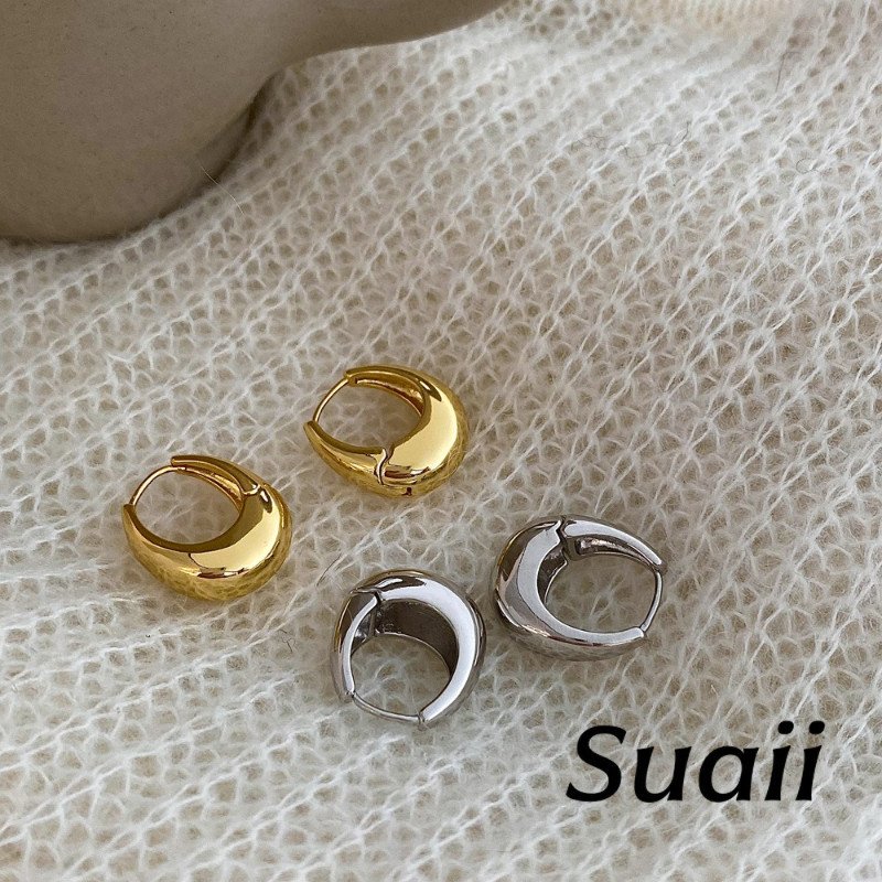 【Suaii】Retro metallic shiny stud earrings for casual daily wear for ladies 复古亮面耳扣式耳环 A191