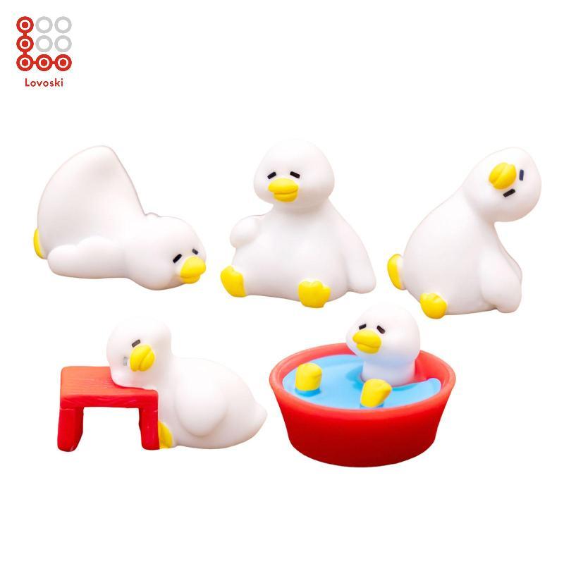 Lovoski 5x 3D Craft Figures, Computer Monitor Decors, Miniature Animal Ornaments, Small Duck Statues for Office, Bookshelf, TV Monitor