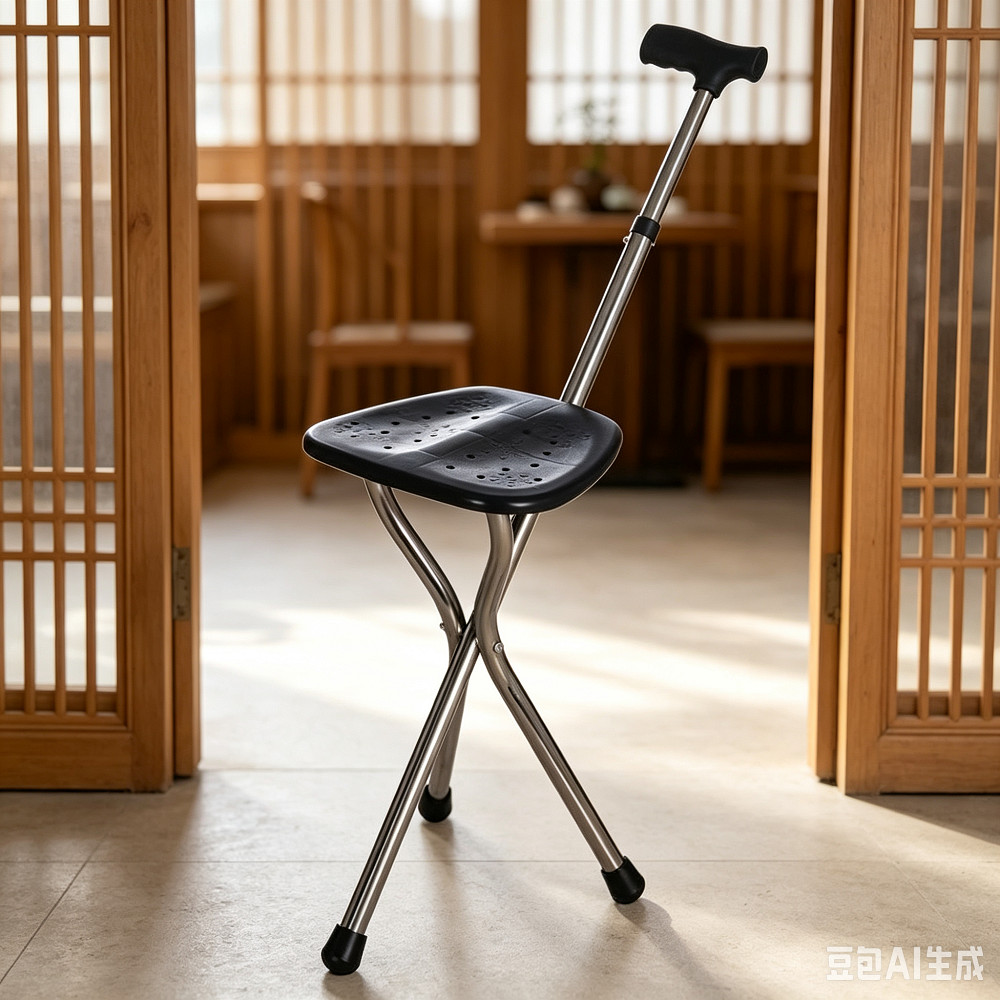 Walking Cane Stool Elderly Anti-slip Folding Walking Cane Chair-- * & *- ** && --- && -、walking aid、tongkat orang tua、tongkat lipat、tongkat 4 kaki、Foldable stick for elderly、 kaki 4、拐杖椅子