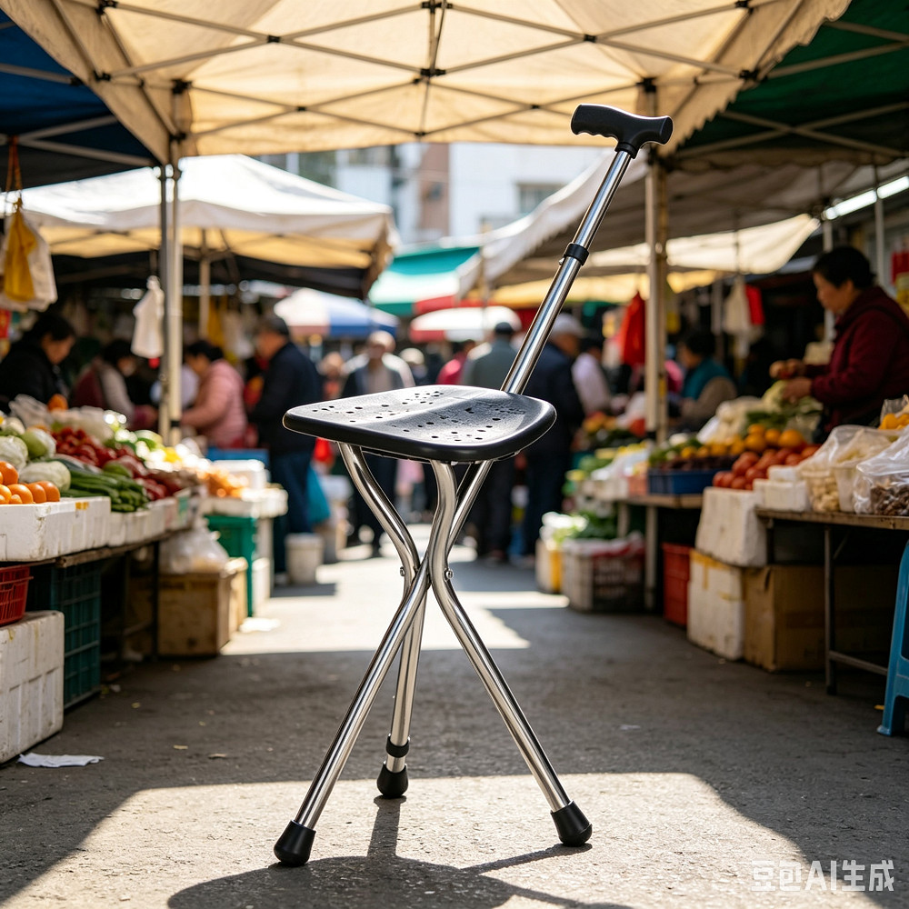 Walking Cane Stool Elderly Anti-Slip Folding Walking Cane Chair--- &- &- ****、walking aid、tongkat orang tua、tongkat lipat、tongkat 4 kaki、Foldable stick for elderly、 kaki 4、拐杖椅子