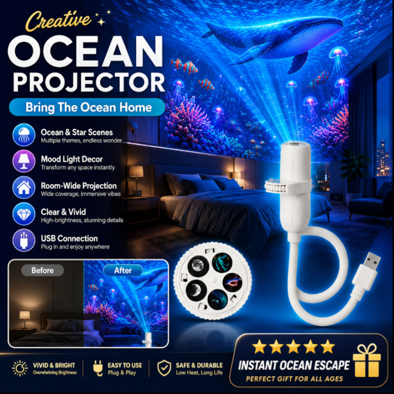 Optimal PriceStunning Ocean Projection✨ Creative Deep Sea Projection Lamp / Projection Lamp / Mood Light / Night Light / Bedroom Decor / Atmosphere Lighting / Gift For Kids/LED Night Light For Home Decor / Live Streaming & Photography Background Light