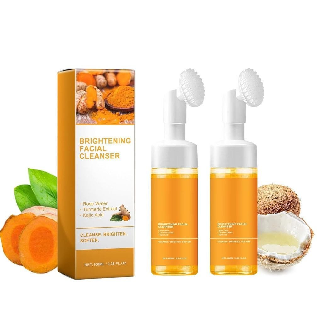 2 Pieces Turmeric Facial Cleanser, Deep Brightening Turmeric Facial Cleanser (with Brush). UTHM
