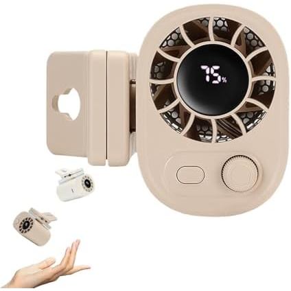 Kipas Klip Kereta Joytutu Dengan Paparan LED - 360 °   Kipas Tempat Duduk Kereta Rotation,Familiarn/Beyonddraw, Kipas Penyejuk Peribadi Boleh Dicas Semula USB dengan Bateri 1800mah, Kipas Kereta Mudah Alih (Beige)