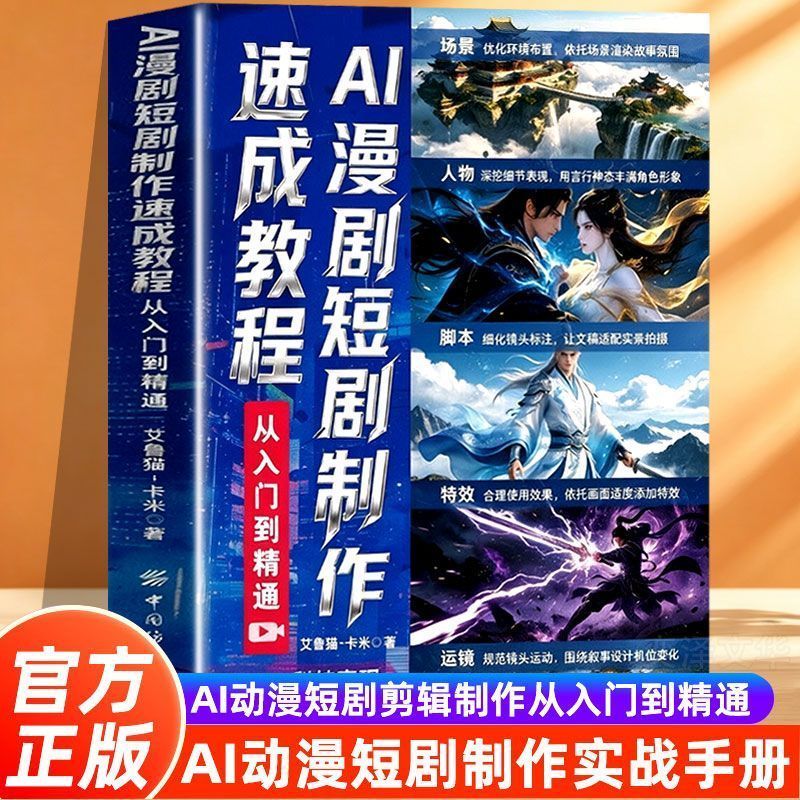 热卖中AI漫剧短剧制作速成教程从入门到精通零基础AI变现赋能赚钱书籍 Hot-selling AI comic and short drama production crash course: From beginner to expert, a book on AI monetization and income generation for beginners