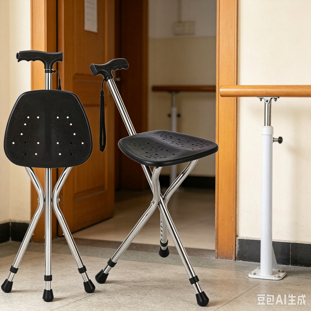 Walking Cane Stool Elderly Anti-Slip Folding Walking Cane Chair-- * & *- ** &&& -- &&& - * &&、walking aid、tongkat orang tua、tongkat lipat、tongkat 4 kaki、Foldable stick for elderly、 kaki 4、拐杖椅子