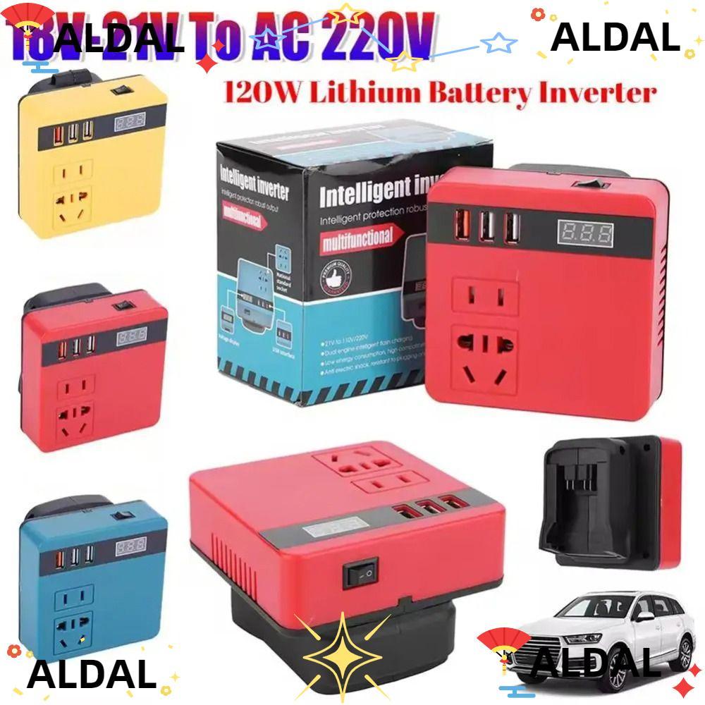 ALDAL 1Pcs Smart Transformer, 18V 20V To 220V 120W Battery Inverter,  Household Multifunctional Dual Plug Outdoor Work Inverter For Makita For Dewalt For Milwaukee 18V Battery