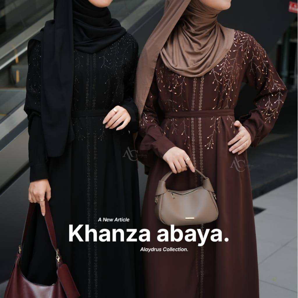 Alaydrus Collection Abaya Khanza Black Turkey Gamis Syari Muslimah Jetblack Material