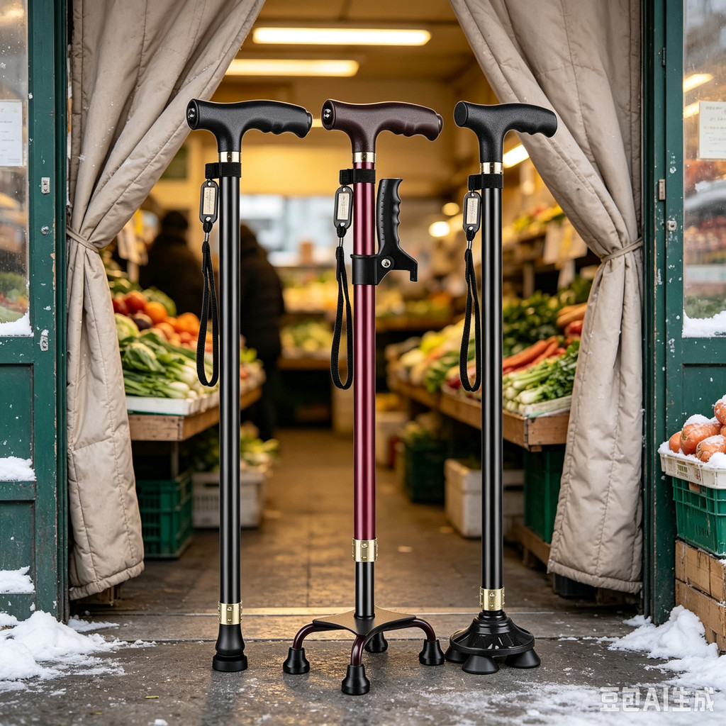 Elderly Crutches Shock-resistant Crutches Big Four-legged Cane、-*&***&&--&---&**--&&*--*&-**&-&-*&-***-、walking aid、walking cane、tongkat orang tua、tongkat lipat、 4 kaki、Foldable walking stick for elderly、tongkat kaki 4、拐杖椅子
