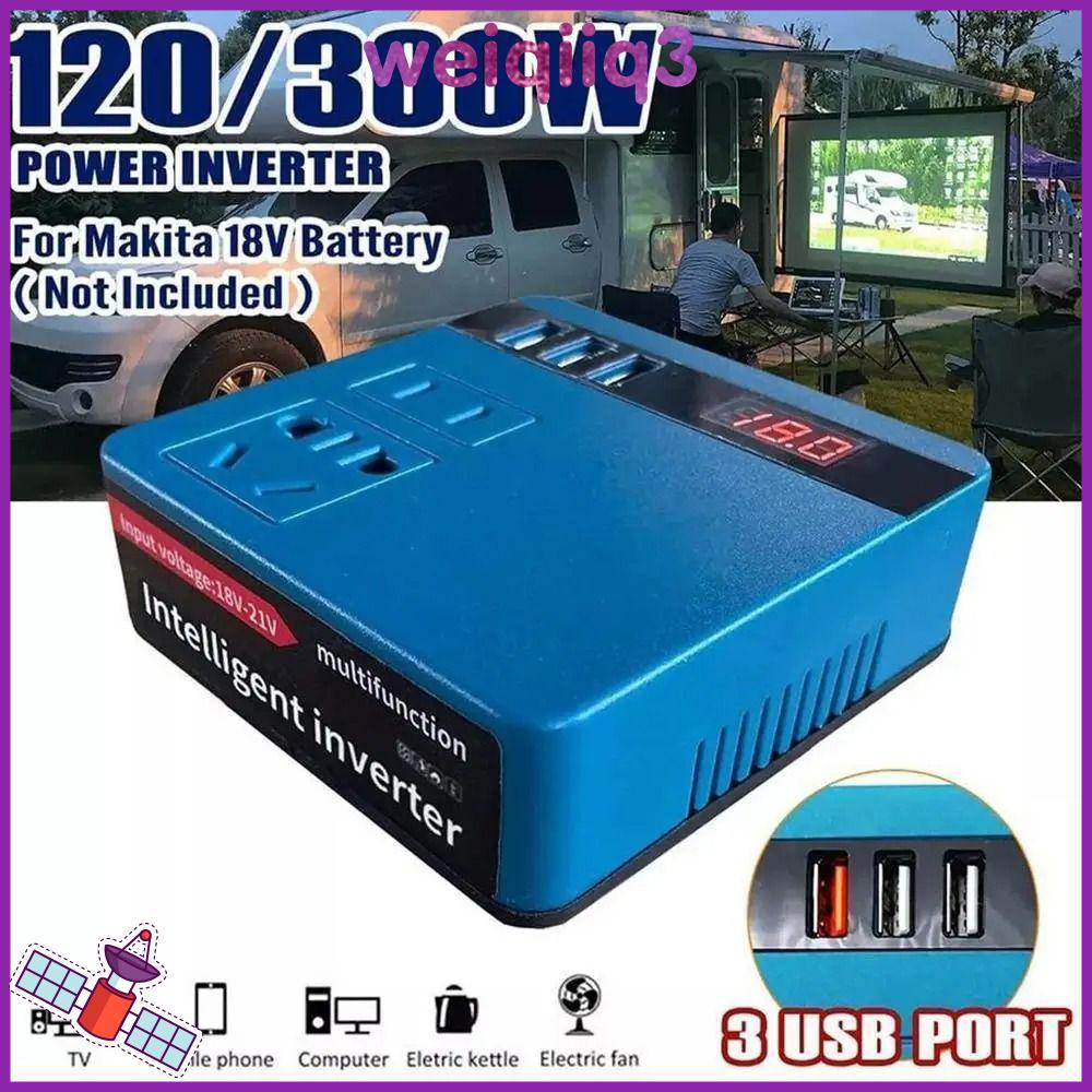 WEIQIPH 1Pcs Smart Transformer, 120W 18V 20V To 220V Battery Inverter, Household Multifunctional Dual Plug Outdoor Work Inverter For Makita For Dewalt For Milwaukee 18V Battery