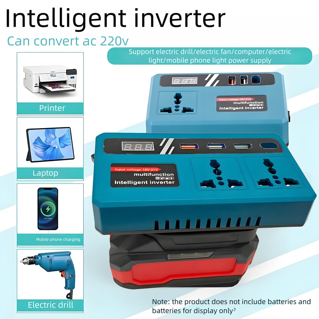 Fast Ship⚡Portable Power Inverter for Makita 20V Battery,150W Power Station AC Outlet with Dual socket, DC 20V to AC 220V Inverter Generator/Power Supply Charger for Camping Travel RVs Home Use