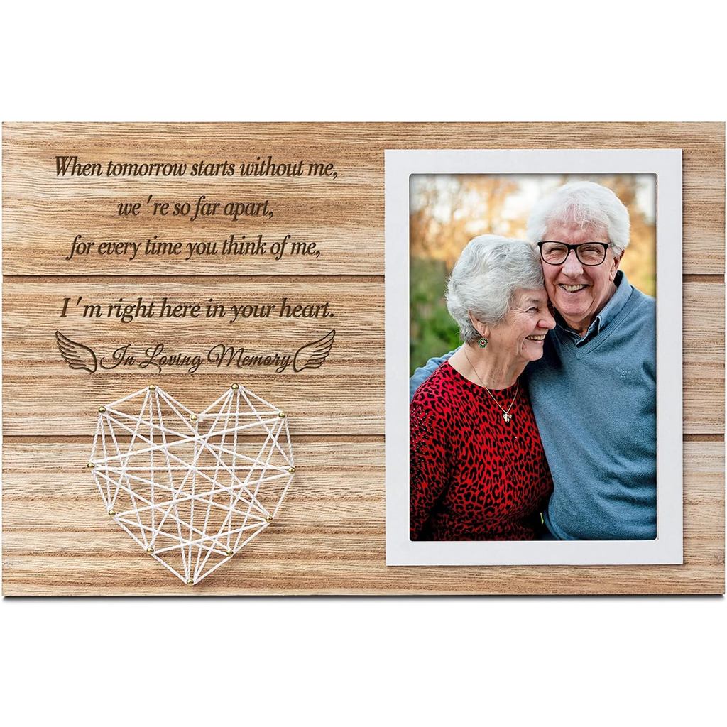 kullder Bingkai Gambar Peringatan Peribadi Kehilangan Orang Tersayang Hadiah Simpati untuk Menghormati Peringatan Pemegang Foto Sentimen Plak Kenang-kenangan Kayu Memegang 4x6 Foto Kematian Pres