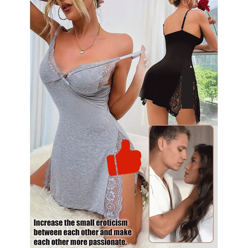 Lace Slit Sexy Nightdress Lace Slit Sexy Nightdress Women Dress