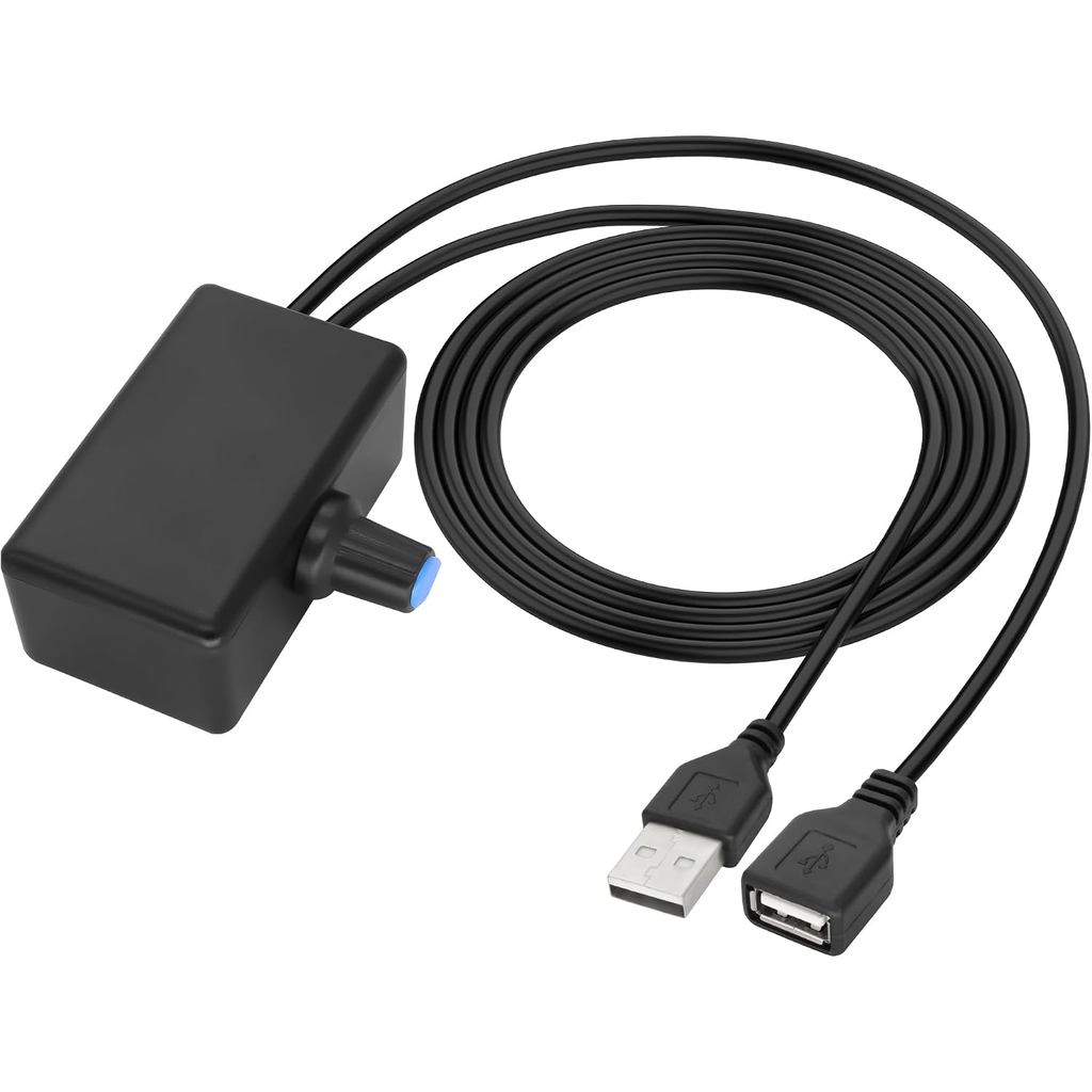 MEIRIYFA USB A Pengawal Kelajuan Kipas, USB 2.0 A Output Lelaki ke Input Perempuan, Tombol Kawalan Kelajuan Kipas PWM, Modul Pelarasan Kelajuan Angin untuk Kipas, Motor, dan Pam Air 5-24V
