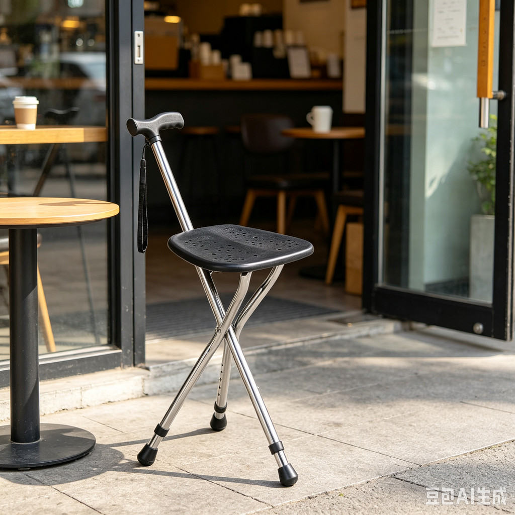 Walking Cane Stool Elderly Anti-Slip Folding Walking Cane Chair- & ** & - ** &&&& * & - * && * & - && - &、walking aid、tongkat orang tua、tongkat lipat、tongkat 4 kaki、Foldable stick for elderly、 kaki 4、拐杖椅子