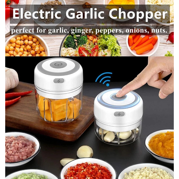 [100 - 250ML] USB Cordless Speedy Chopper Electric Cutter Mincer Blender Food Processor Mesin Kisar