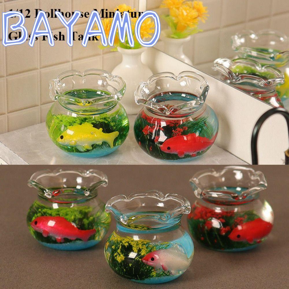 Bayamo Dollhouse Miniature Glass, Plastic 5 Styles 1/12 Fish Tank, 3*2cm Aquarium Fish…