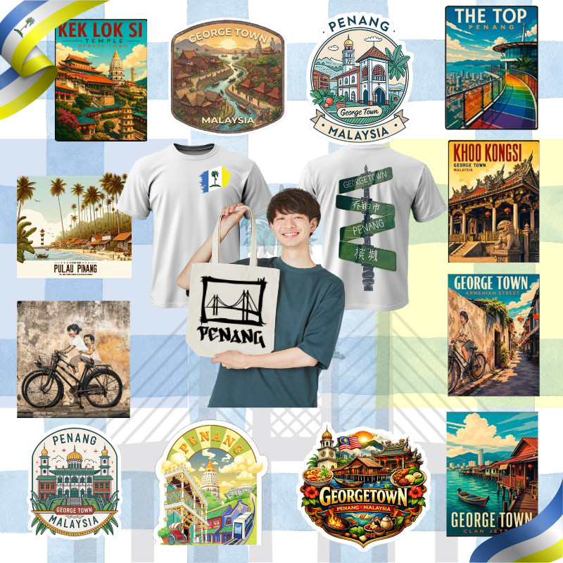 PULAU PINANG Series | DTF Heat Transfer Sticker | HD Print | Easy Iron | TShirt Tote Bag Hoodie Msia