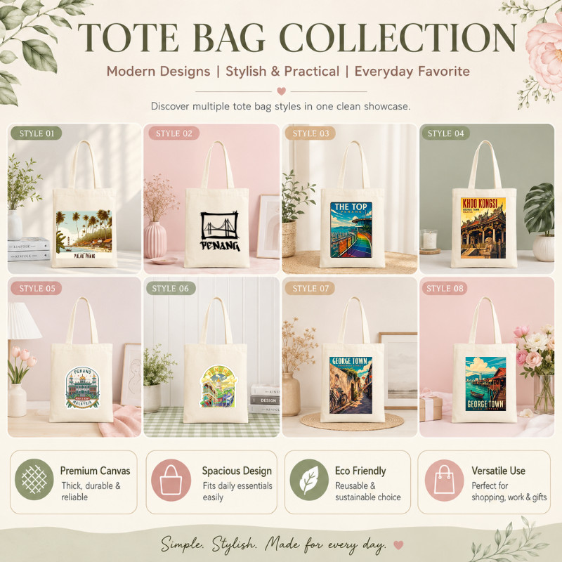 PULAU PINANG SERIES Limited Edition Canvas Tote Bag – Extra Spacious & Durable 2026