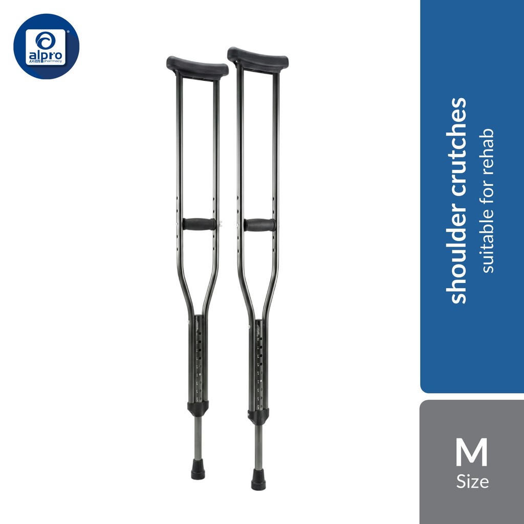 Anzen Aluminium Shoulder Crutches Adult 1 Pair (Model: BA108LM/BA108LL) | Tongkat Ketiak