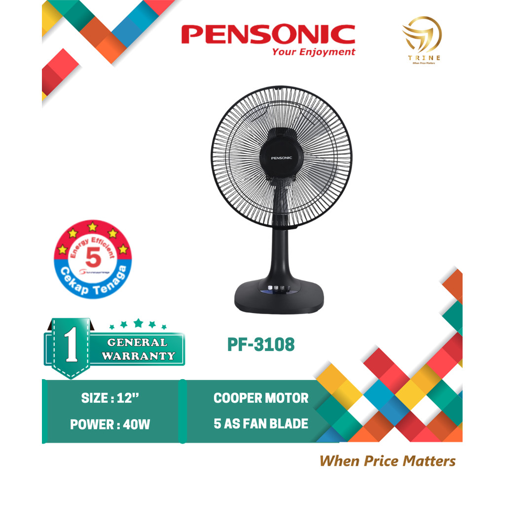 PENSONIC PF-3108 12'' 5 BLADES TABLE FAN / PENSONIC PF-4108 16'' 5 BLADES TABLE FAN  / KIPAS MEJA