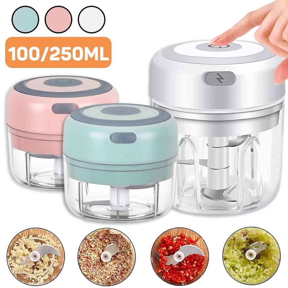 [100 - 250ML] Mini USB Cordless Chopper Electric Crusher Speedy Charging Mincer Blender Mesin Kisar