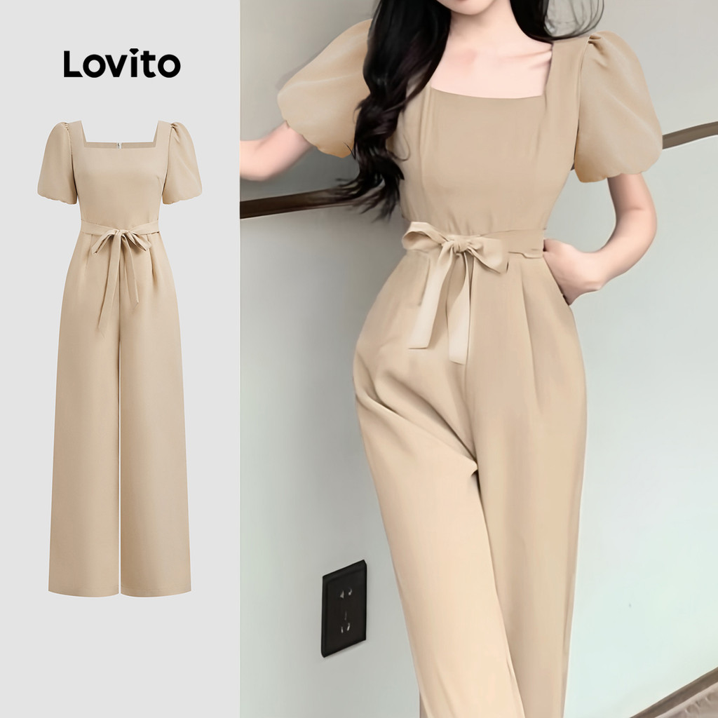 Lovito Elegant Plain Zipper Pocket Summer Jumpsuit for Women L123ED409