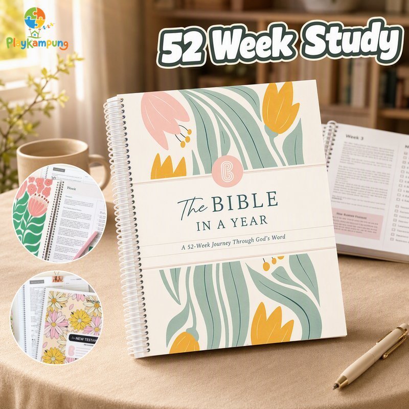 Bible Study Guide 52 Week Spiritual Growth Plan Spiral Bound Wide Margin Note Taking A5 Paper