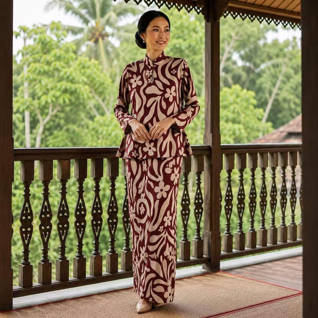 YAN@YAN Seri Ayana Baju Kurung Moden Wanita | Floral Printed Kurung Set | Elegant Muslimah Wear-8506