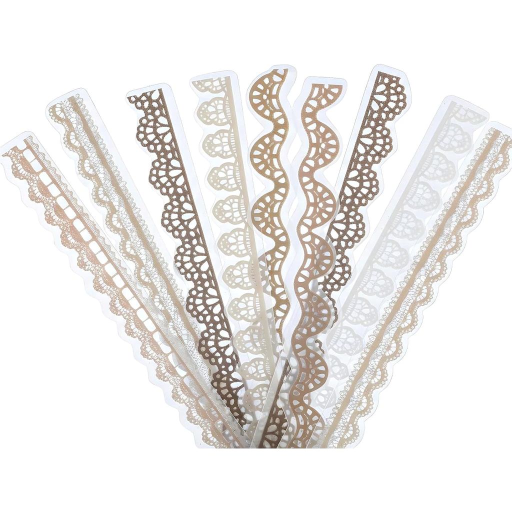 40 PCS Pelekat Renda Scrapbooking Lutsinar, Pelekat Renda EPE Vintage dengan 5 Gaya untuk Bekalan Pembuatan Kad, Kraf DIY, Bingkai Foto, Jurnal, Komputer Riba, Buku Nota, Surat, Coklat