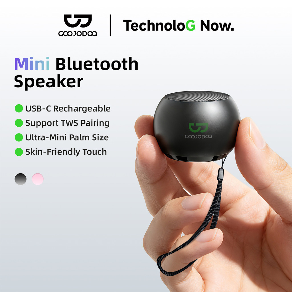 GOOJODOQ Bluetooth Speaker Mini Portable TWS Stereo Lanyard 4-6H for PC Laptop Mobile