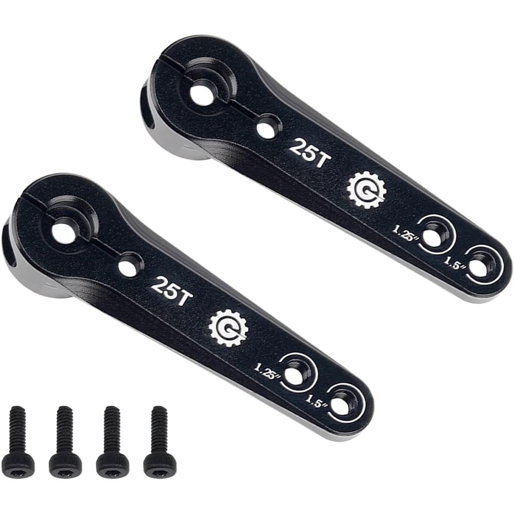 2PCS TGCWENG CNC Aluminium 25T Servo Horn Lengan Servo Stereng Panjang Serasi dengan Futaba Savox Xcore HL HSP HD Power Rc Servos Sesuai untuk Pesawat RC, Pesawat RC, Kereta (Hitam)