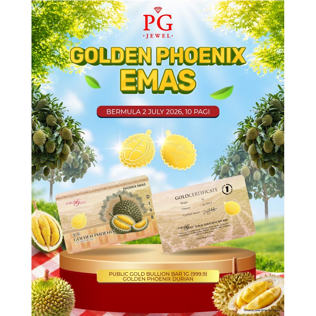 Public Gold Bullion Bar 1g (999.9) - Golden Phoenix Durian PP0001QB