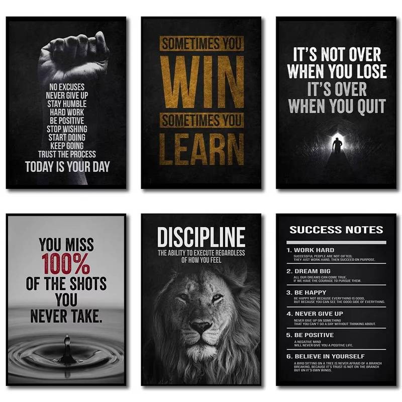 Motivational Quotes Success Canvas Poster Lion Mindset Is Everything Poster Wall Art Print Painting Office Living Room Decor