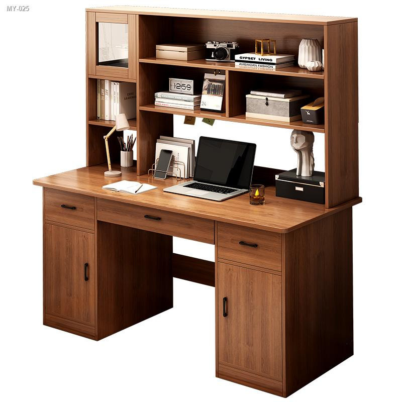 ✲﹉Desk and bookshelf integrated computer desk desktop student home writing desk simple desk bedroom workbench table