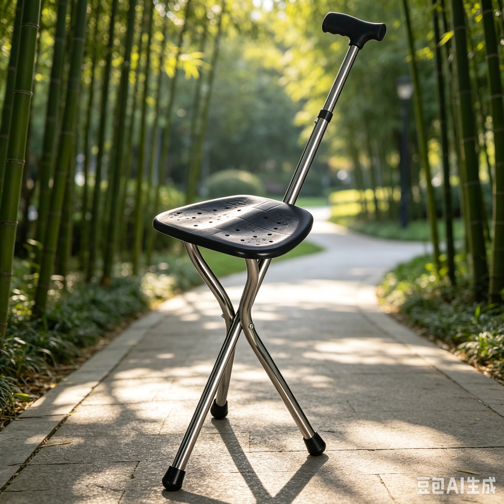 Walking Cane Stool Elderly Anti-slip Folding Walking Cane Chair- & ** &-- ** &&&&& *、walking aid、tongkat orang tua、tongkat lipat、tongkat 4 kaki、Foldable stick for elderly、 kaki 4、拐杖椅子