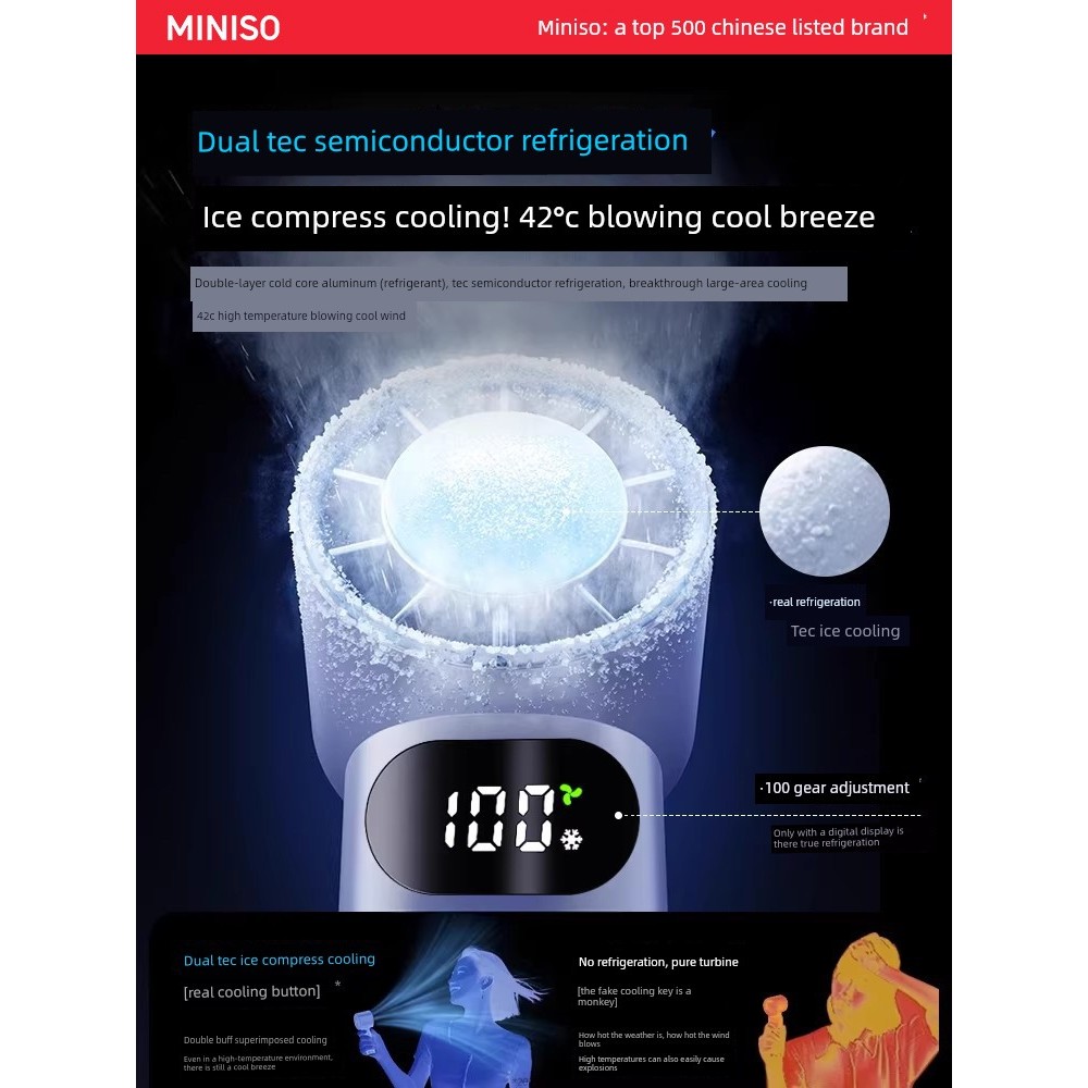 | 制冷小风扇 | kipas turbo mini 【kipas mini bateri tahan lama】 ☆MINISO 2026 New Style Handheld Small Fan Refrigeration Silent Small Mini usb Ultra-Long Battery Life Portable Portable Portable Cooling Handy Tool Electric Fan Student Desktop Outdoor Small Air Co