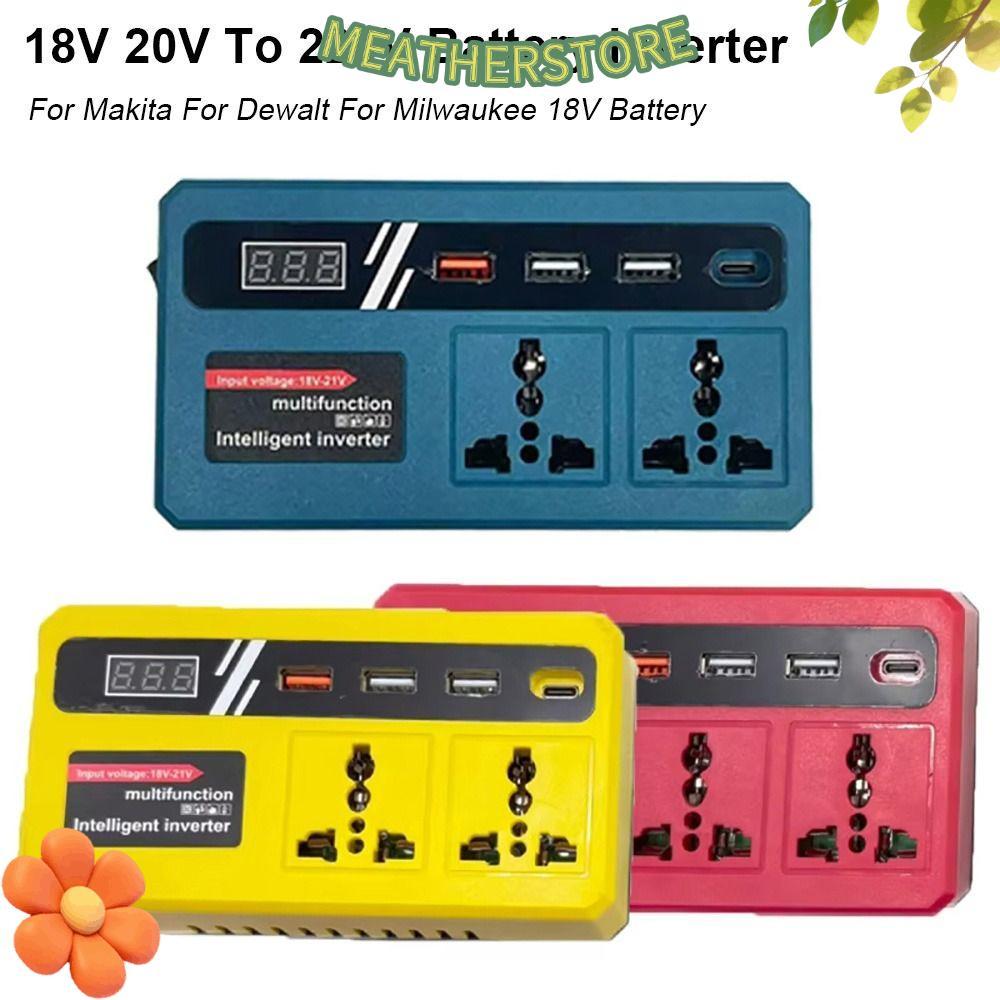 KEATHS 1Pcs Battery Inverter, Multifunctional Dual Plug Smart Transformer, 120W Household 18v 20v To 220v Outdoor Work Inverter For Makita For Dewalt For Milwaukee 18V Battery