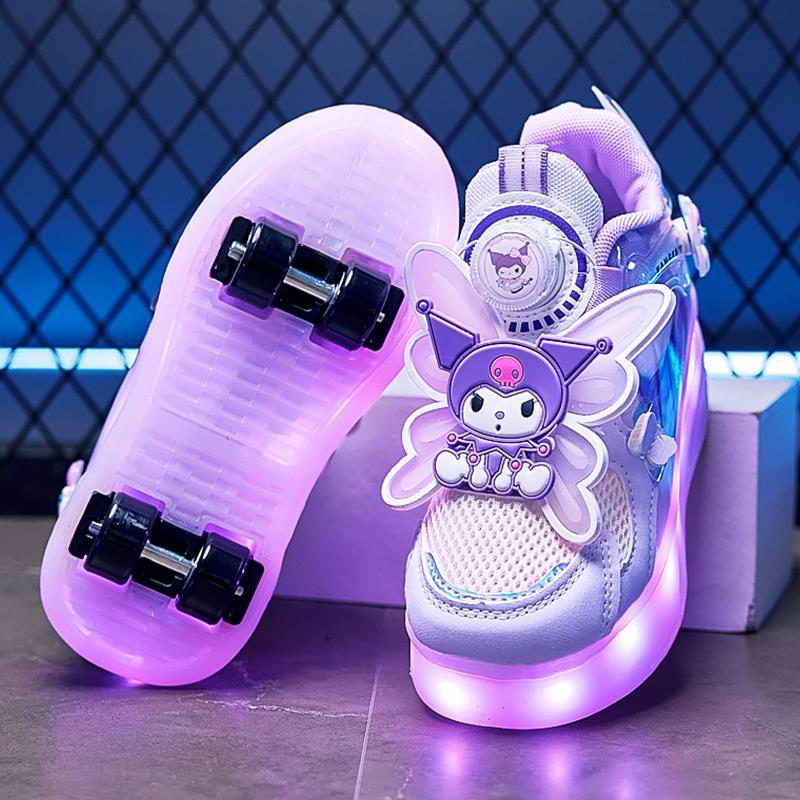 kasut running budak kasut sukan kanak kanak perempuan Coulomi Girls Heelys 2025 kasut roda kanak-kanak musim luruh baru dengan kasut skate gadis yang boleh menyusut