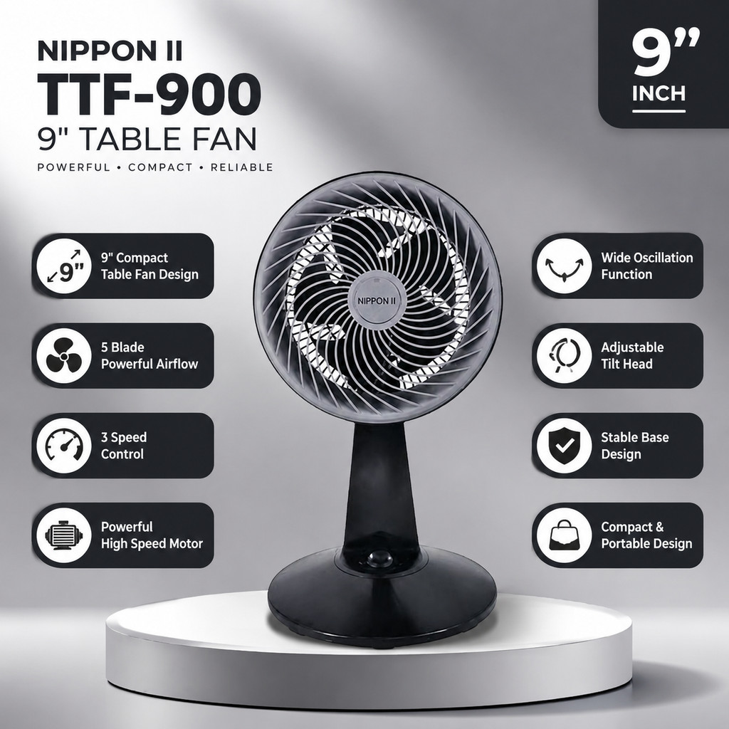 BOSSMAN 16"/12" Table Fan NIPPON Fan Collection 5 Types Fan Choice | 3 Speed 3 Blade | Powerful Cooling Fan | Kipas Meja