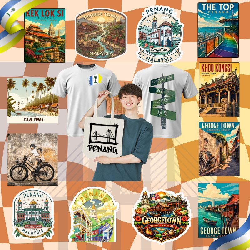 PULAU PINANG Series | DTF Heat Transfer Sticker | HD Print | Easy Iron | TShirt Tote Bag Hoodie Msia