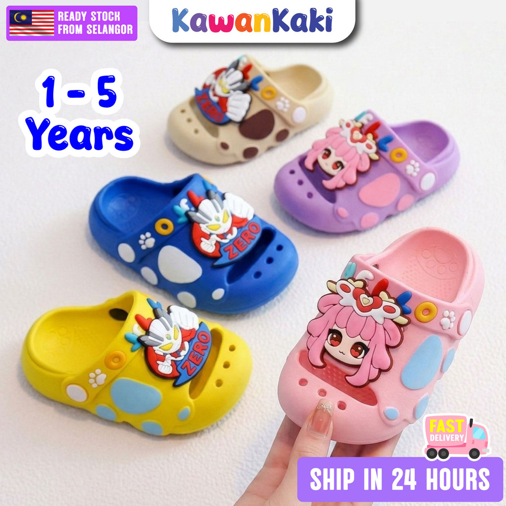 18-29 Selipar Budak Perempuan Lelaki Cute Cartoon Ultraman Girl Shoes for Kids Toddler Ringan Comel Soft Kasut Boy