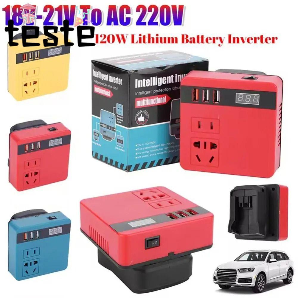1Pcs Battery Inverter, 18V 20V To 220V Dual Plug Smart Transformer, Household Multifunctional 120W Outdoor Work Inverter For Makita For Dewalt For Milwaukee 18V Battery
